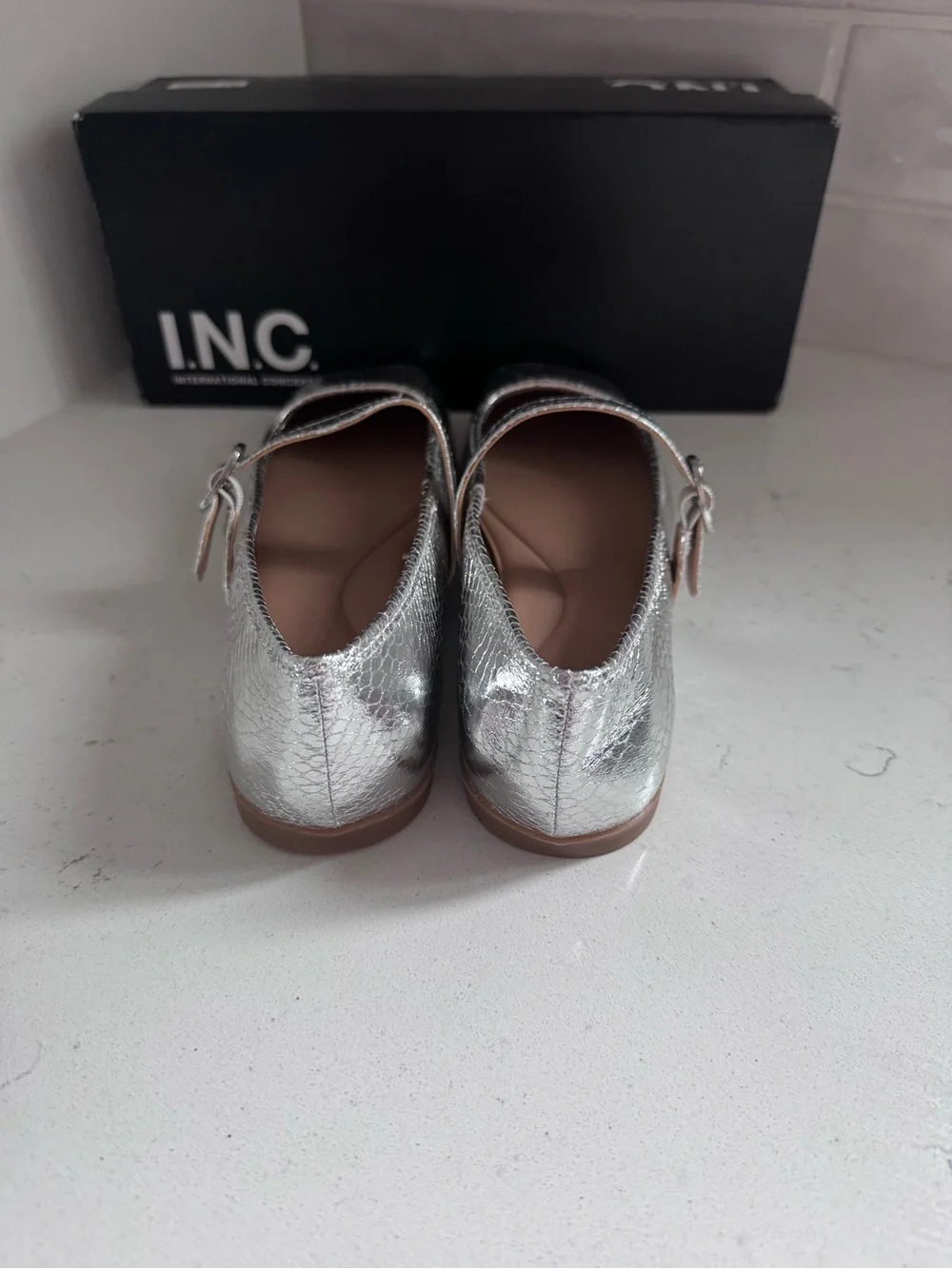 INC International Concepts Silver Women’s Mary Jane Flats